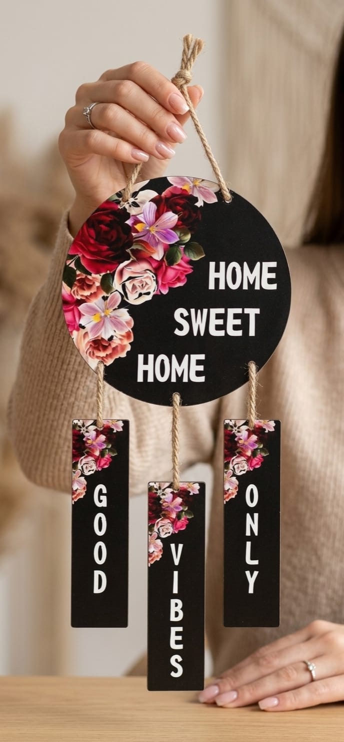 Floral " Home Sweet Home" Hanging Decor - Good Vibes Only