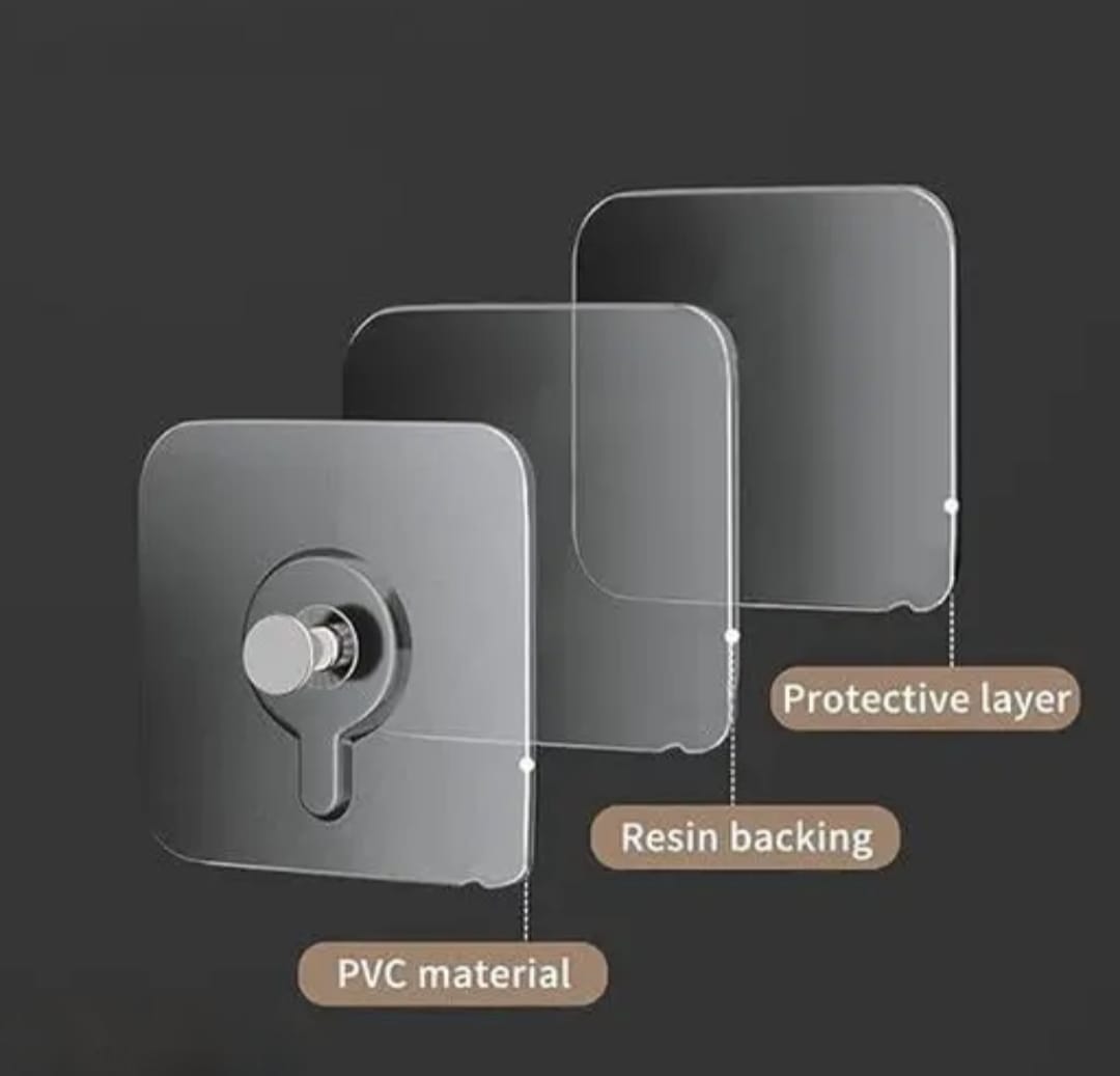 Heavy Duty Self-Adhesive Transparent Wall Hooks – Waterproof & Oil-Proof Reusable(Pack of 30)