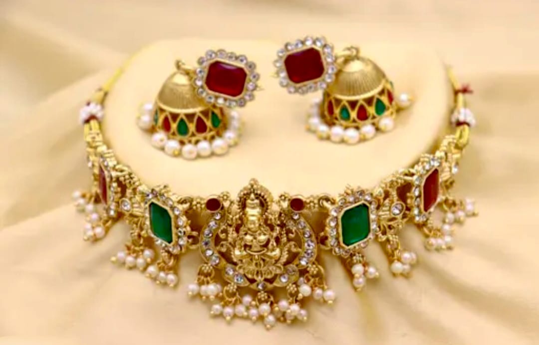 Traditional Gold-Plated Temple Jewellery Choker Set