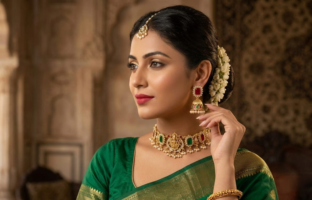 Traditional Gold-Plated Temple Jewellery Choker Set