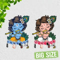 Little Krishna Wooden Wall Key Holder | Spiritual Home & Office Decor (Set of 2)