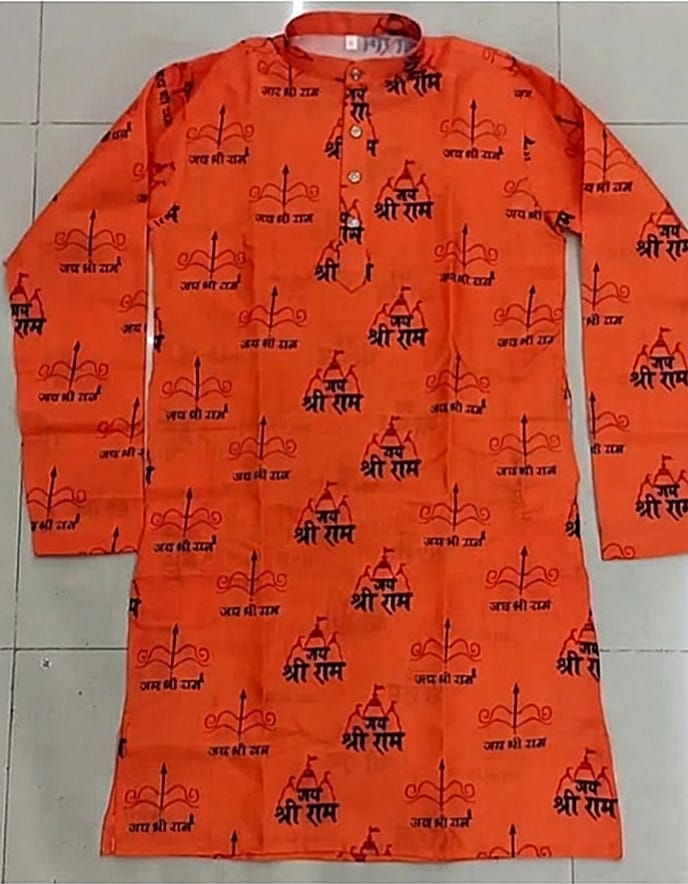 Printed Saffron Kurta
