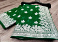 Green Embroidered Georgette Saree