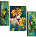 Radha Krishna Peacock Wall Art Set